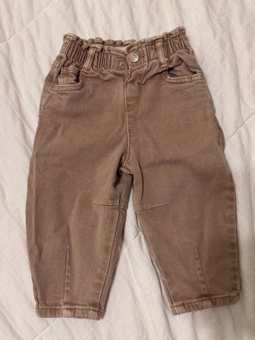 Zara Toddler Taupe Elastic-Waist Pants